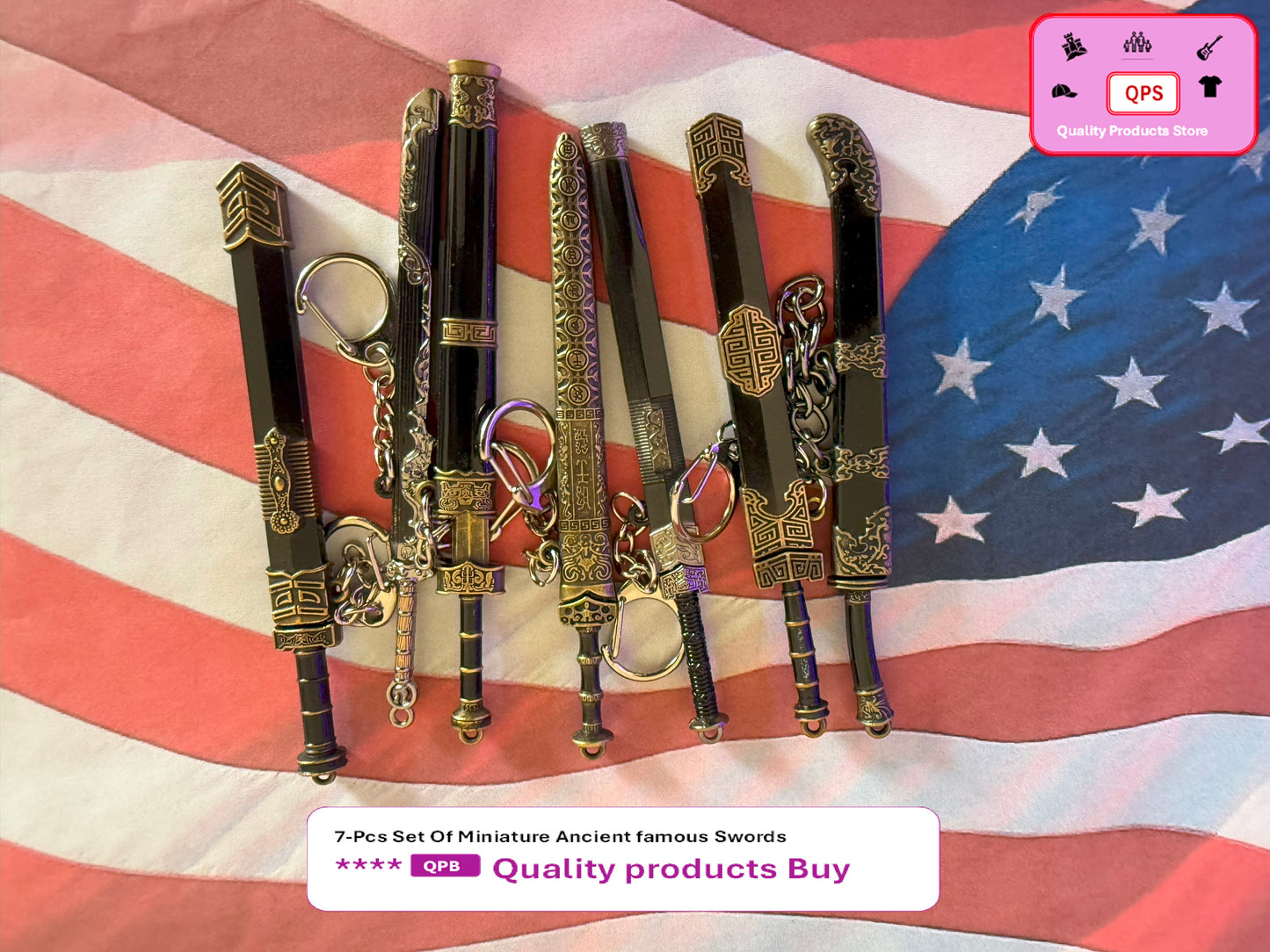 ****7-Pcs Sets Of Miniature Ancient Famous Swords