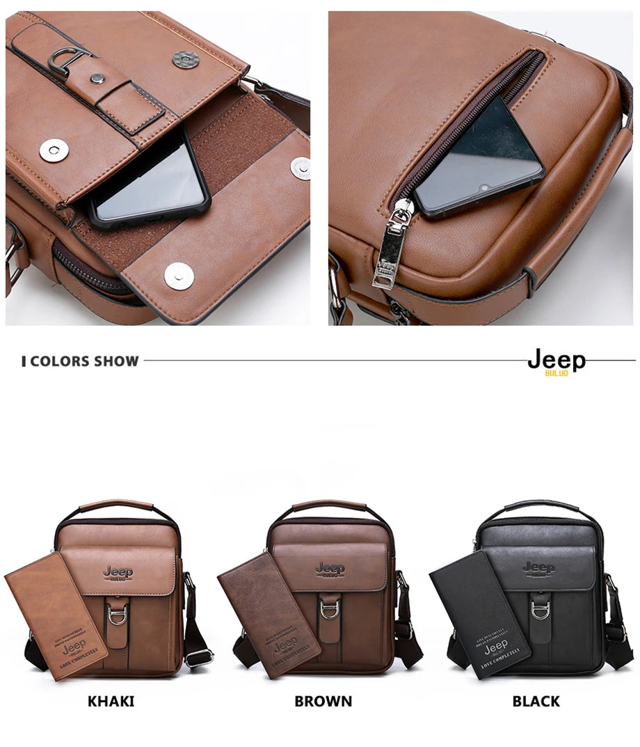 JEEPBULUO Brand New High Quality Leather Crossbody Bags For Men Shoulder Messenger Bag Business Casual Fashion Tote Bags