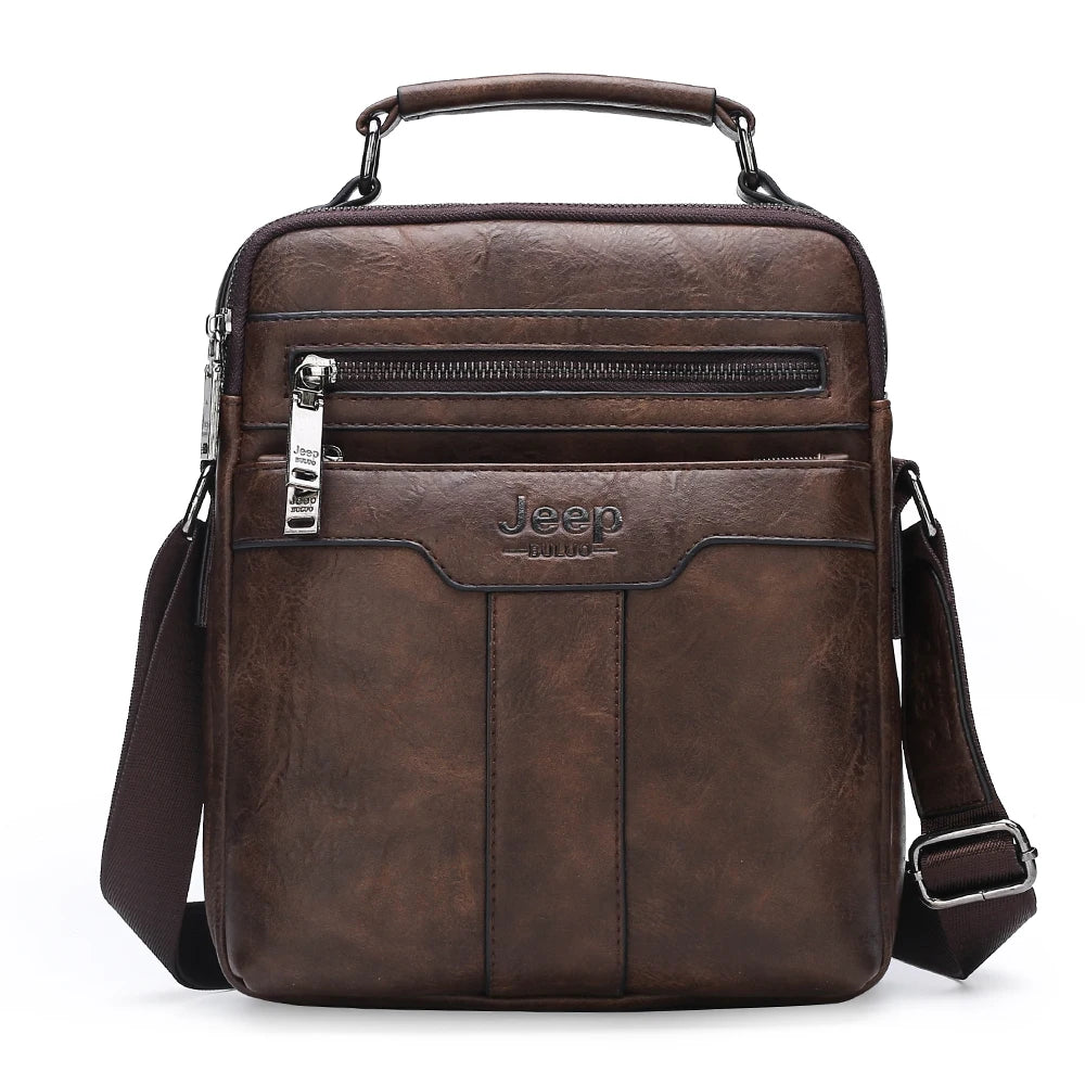 JEEP BULUO High quality Tote Fashion Business Man Messenger Bag Big Size Split Leather Bags Brand Men's Crossbody Shoulder Bags