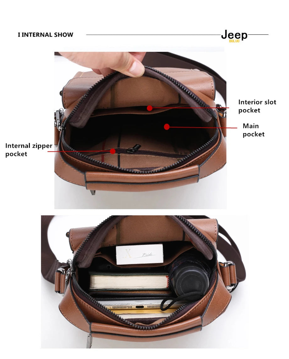 JEEPBULUO Brand New High Quality Leather Crossbody Bags For Men Shoulder Messenger Bag Business Casual Fashion Tote Bags