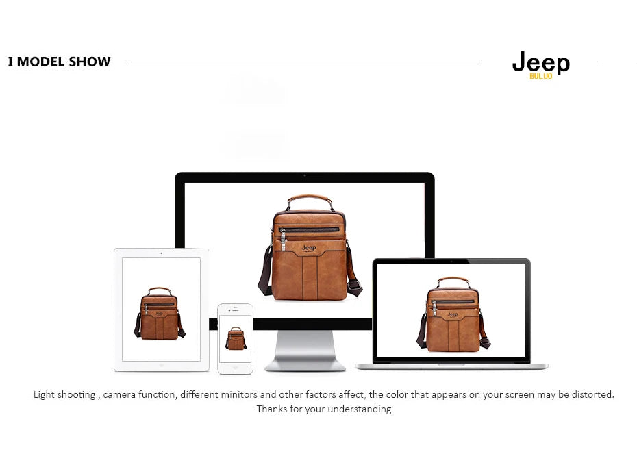 JEEP BULUO High quality Tote Fashion Business Man Messenger Bag Big Size Split Leather Bags Brand Men's Crossbody Shoulder Bags