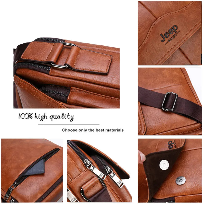 JEEPBULUO New Men Crossbody Bag Shoulder Bags Multi-function Men Handbags Large Capacity Split Leather Bag For Man Messenger Bag