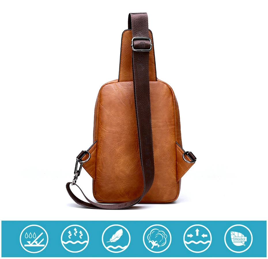 JEEP BULUO Brand Travel Hiking Messenger Shoulder Bags Men's Large Capacity Sling Crossbody Bag Solid Men Leather Bag