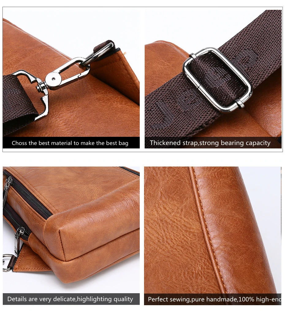 JEEP BULUO Brand Travel Hiking Messenger Shoulder Bags Men's Large Capacity Sling Crossbody Bag Solid Men Leather Bag