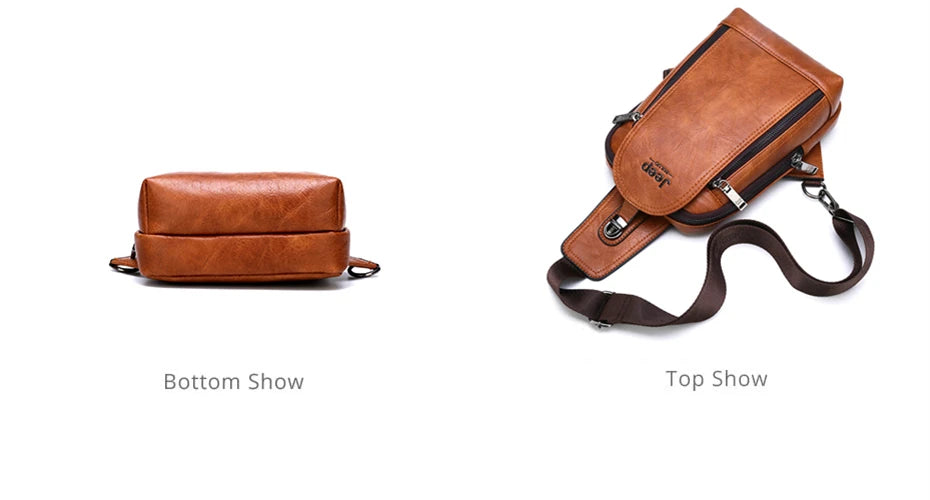 JEEP BULUO Brand Travel Hiking Messenger Shoulder Bags Men's Large Capacity Sling Crossbody Bag Solid Men Leather Bag