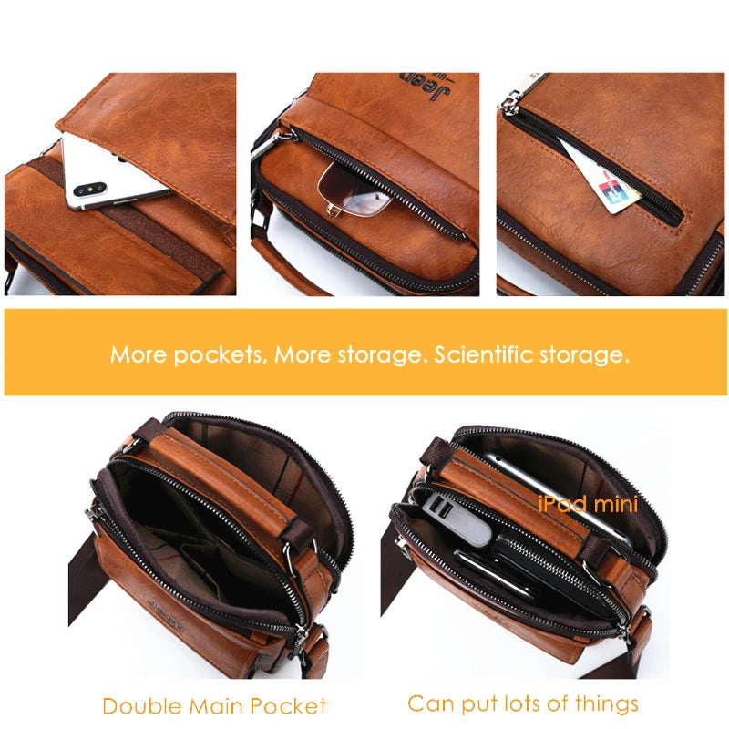 JEEP BULUO Brand Men's Messenger Fashion Split Leather For Men Tote Bag Men Shoulder Bags High Quality Handbags New 2PC/Set
