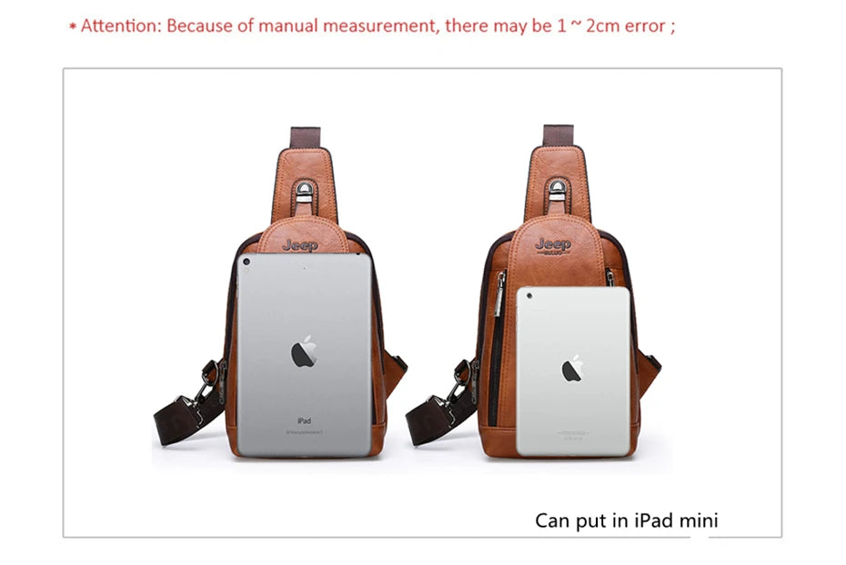 JEEP BULUO Brand Travel Hiking Messenger Shoulder Bags Men's Large Capacity Sling Crossbody Bag Solid Men Leather Bag