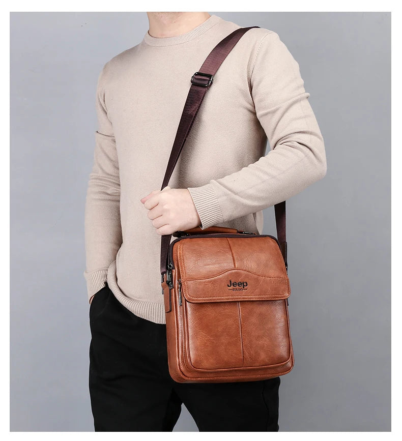 JEEPBULUO New Men Crossbody Bag Shoulder Bags Multi-function Men Handbags Large Capacity Split Leather Bag For Man Messenger Bag