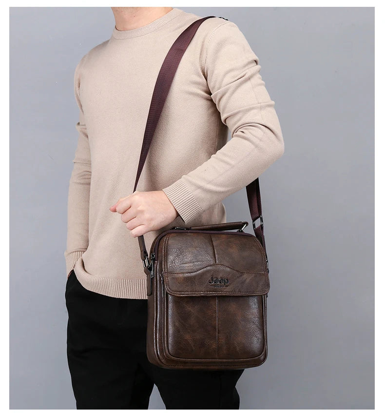 JEEPBULUO New Men Crossbody Bag Shoulder Bags Multi-function Men Handbags Large Capacity Split Leather Bag For Man Messenger Bag