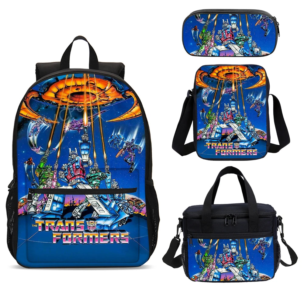 T-Transformers Child School Backpack with Lunch Bags ,Pencil Bags ,School Bags for Boys Girls Best Gift