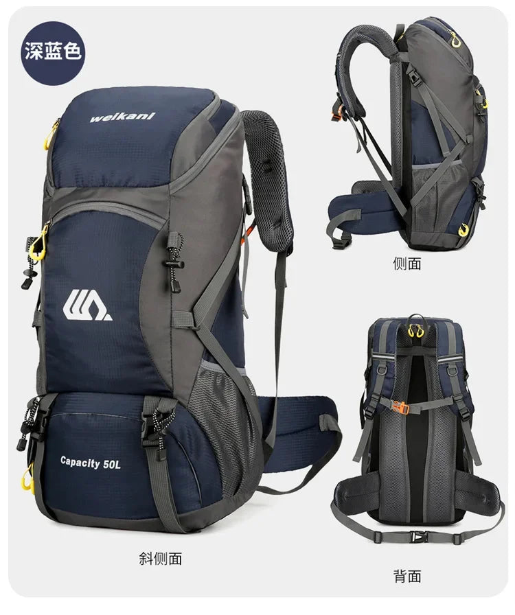 50L Travel Backpack Camping Men Large Hiking Bag Tourist Rucksack Waterproof Outdoor Sports Climbing Mountaineering Bag Luggage