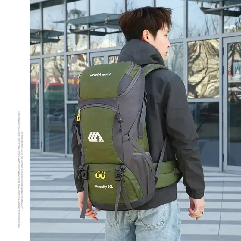 50L Travel Backpack Camping Men Large Hiking Bag Tourist Rucksack Waterproof Outdoor Sports Climbing Mountaineering Bag Luggage