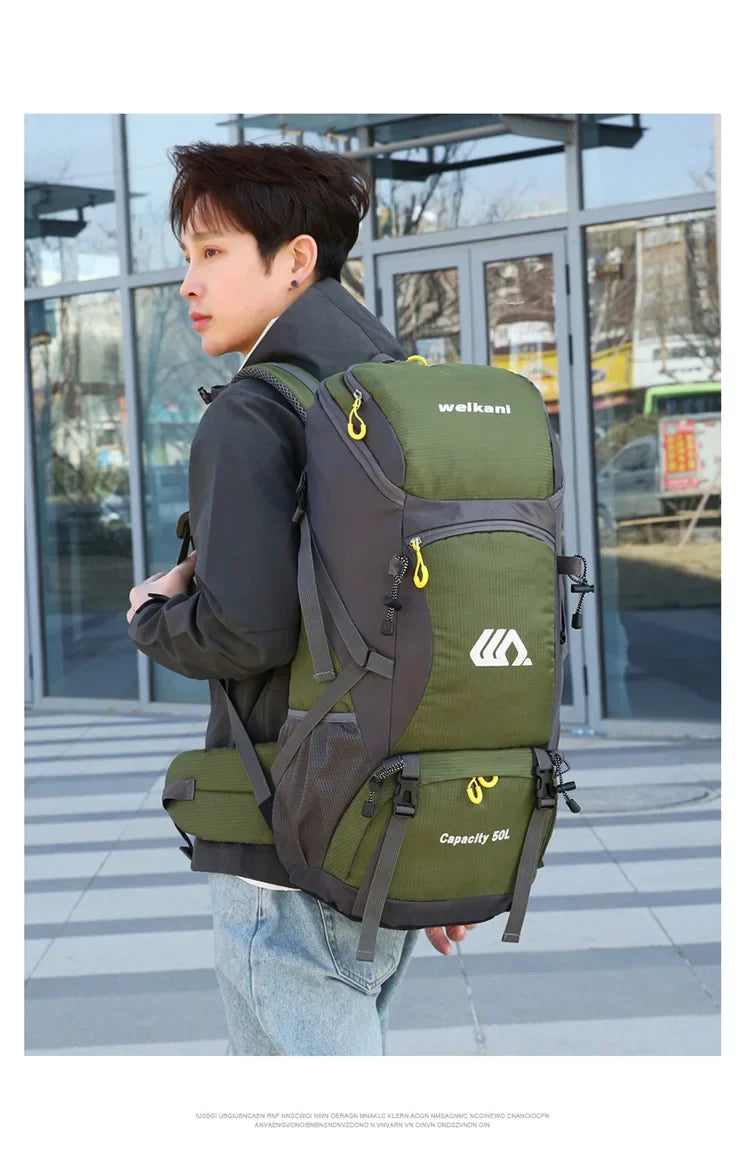 50L Travel Backpack Camping Men Large Hiking Bag Tourist Rucksack Waterproof Outdoor Sports Climbing Mountaineering Bag Luggage