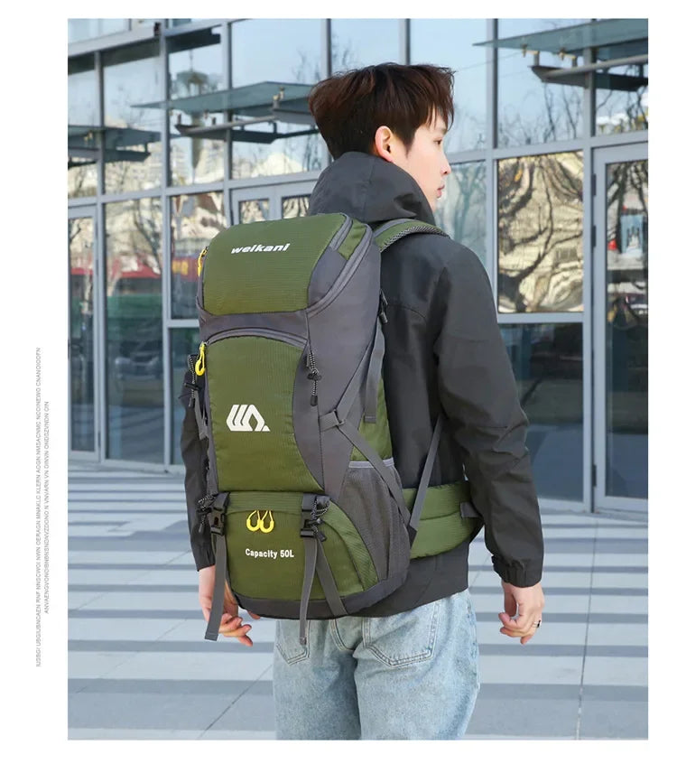 50L Travel Backpack Camping Men Large Hiking Bag Tourist Rucksack Waterproof Outdoor Sports Climbing Mountaineering Bag Luggage