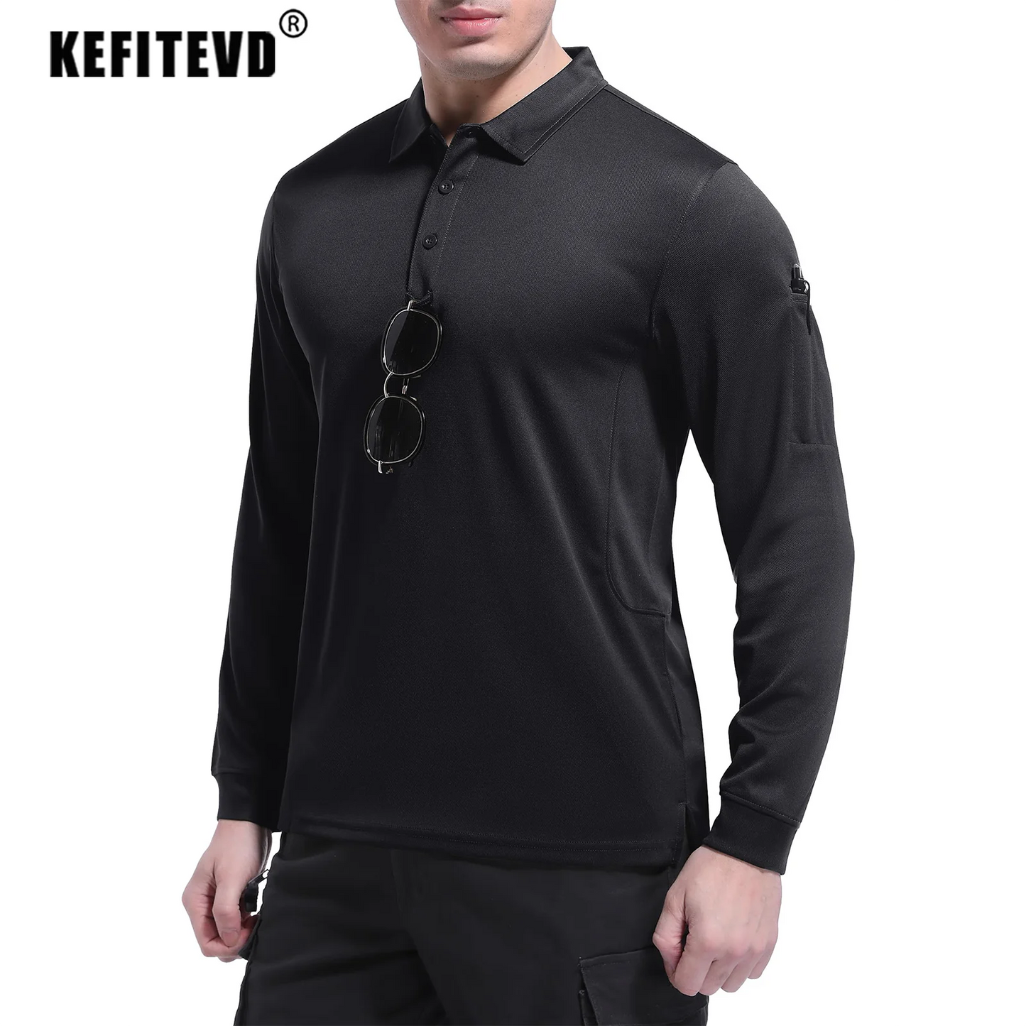 KEFITEVD Men's Golf Polo Shirt Quick Dry Breathable Lightweight T-Shirts Athletic Workout Outdoor Shirts Camping Fishing Tops