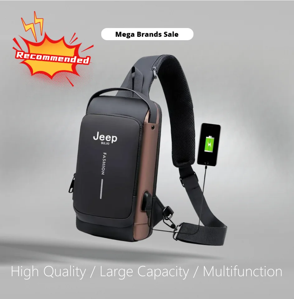 JEEP BULUO Brand Travel Hiking Messenger Shoulder Bags Men's Large Capacity Sling Crossbody Bag Solid Men Leather Bag