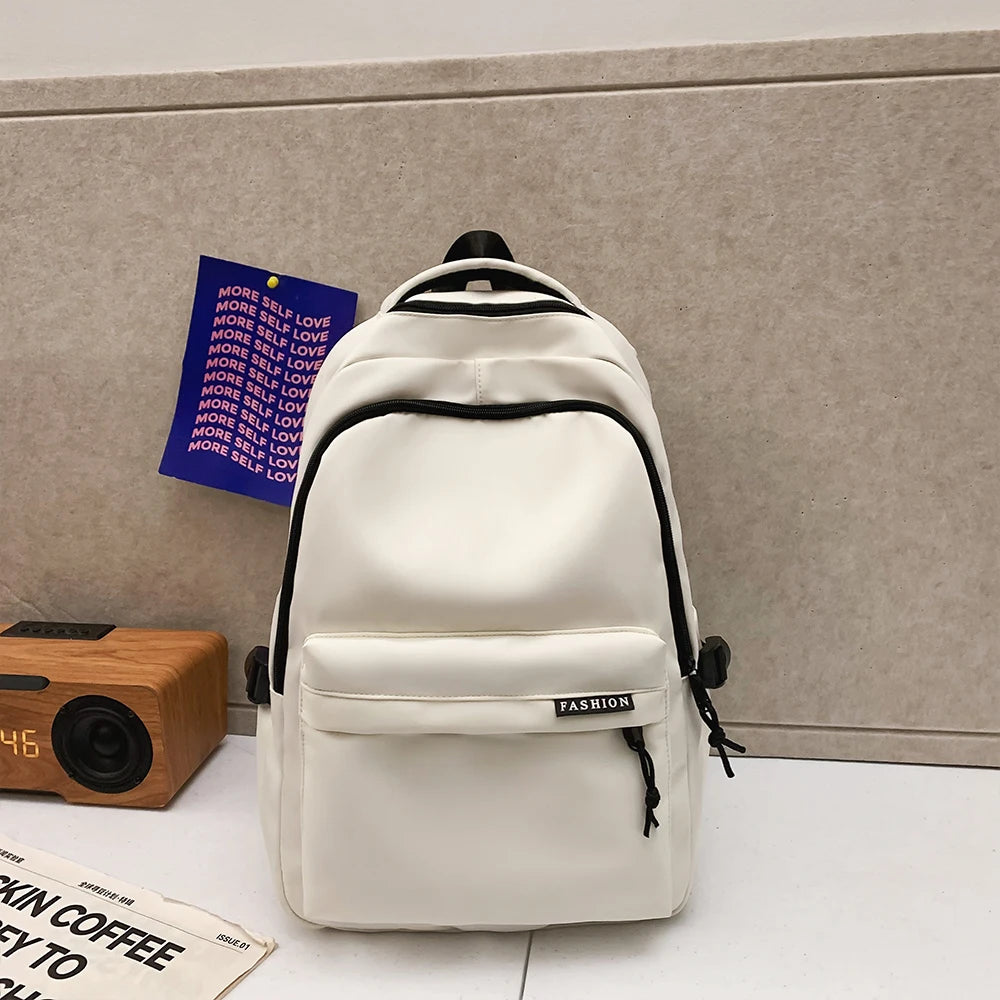 Large Capacity Solid Color Backpack for High School Students Durable Simple Black Travel Backpack for Middle School Teens