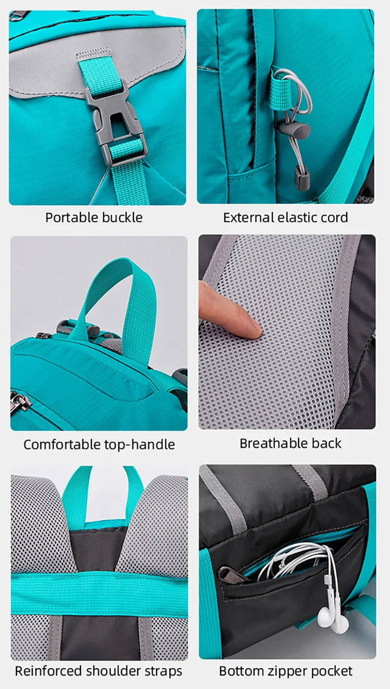 40L Hiking Camping Backpack Travel Rucksack with Rain Cover Outdoor Climbing Knapsack Large Luggage Weekend Sport Schoolbag Men