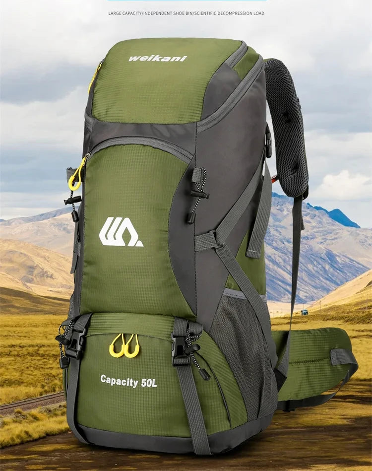 50L Travel Backpack Camping Men Large Hiking Bag Tourist Rucksack Waterproof Outdoor Sports Climbing Mountaineering Bag Luggage