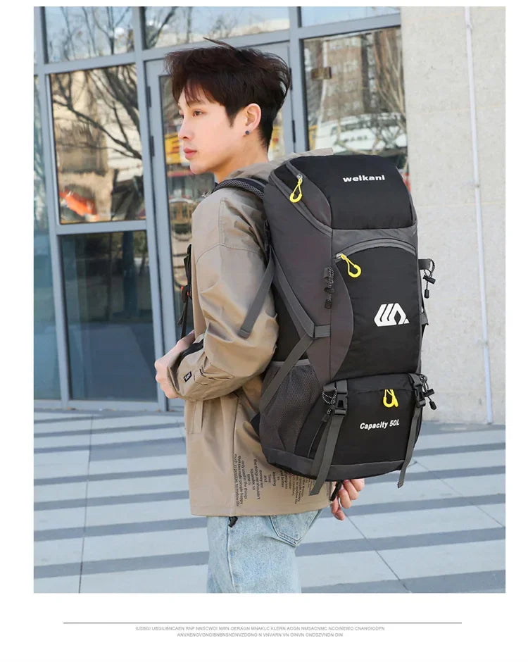 50L Travel Backpack Camping Men Large Hiking Bag Tourist Rucksack Waterproof Outdoor Sports Climbing Mountaineering Bag Luggage