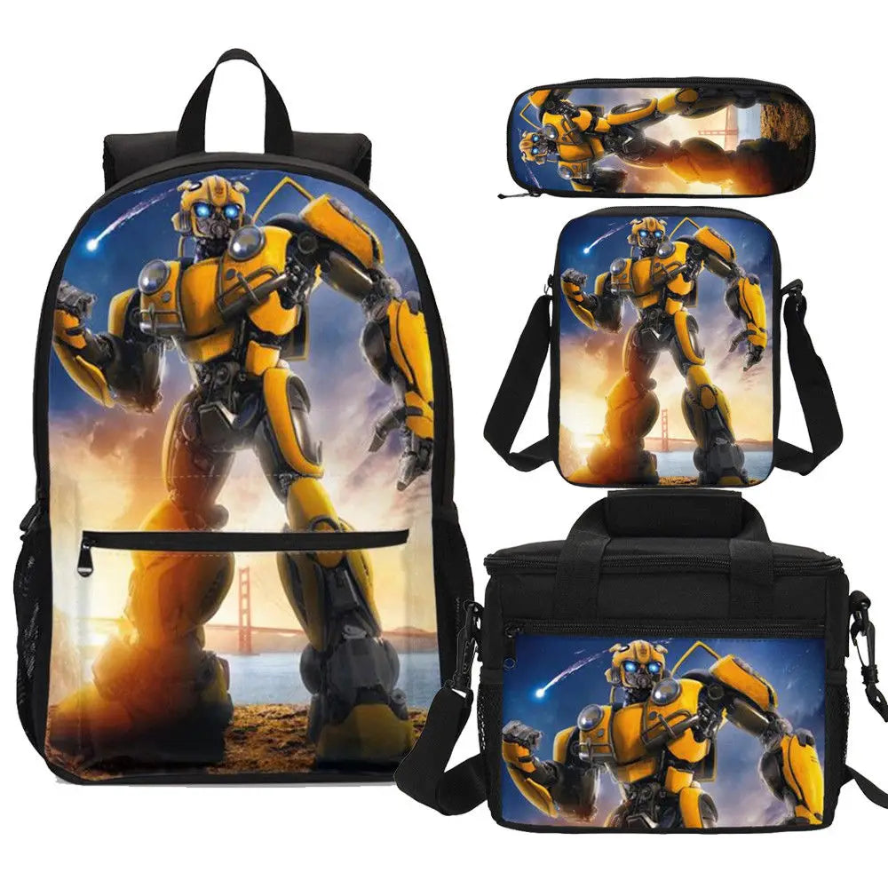 T-Transformers Child School Backpack with Lunch Bags ,Pencil Bags ,School Bags for Boys Girls Best Gift