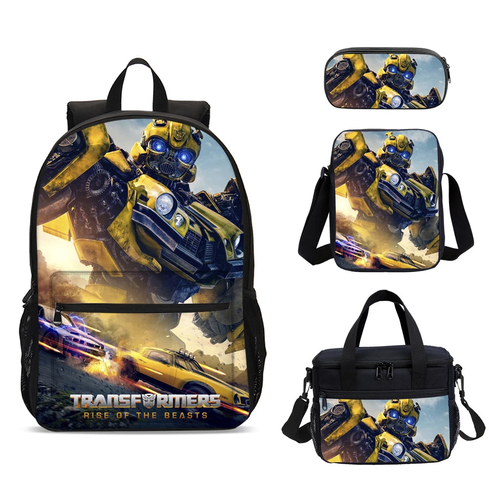 T-Transformers Child School Backpack with Lunch Bags ,Pencil Bags ,School Bags for Boys Girls Best Gift