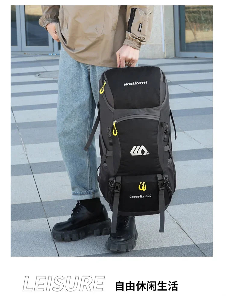 50L Travel Backpack Camping Men Large Hiking Bag Tourist Rucksack Waterproof Outdoor Sports Climbing Mountaineering Bag Luggage