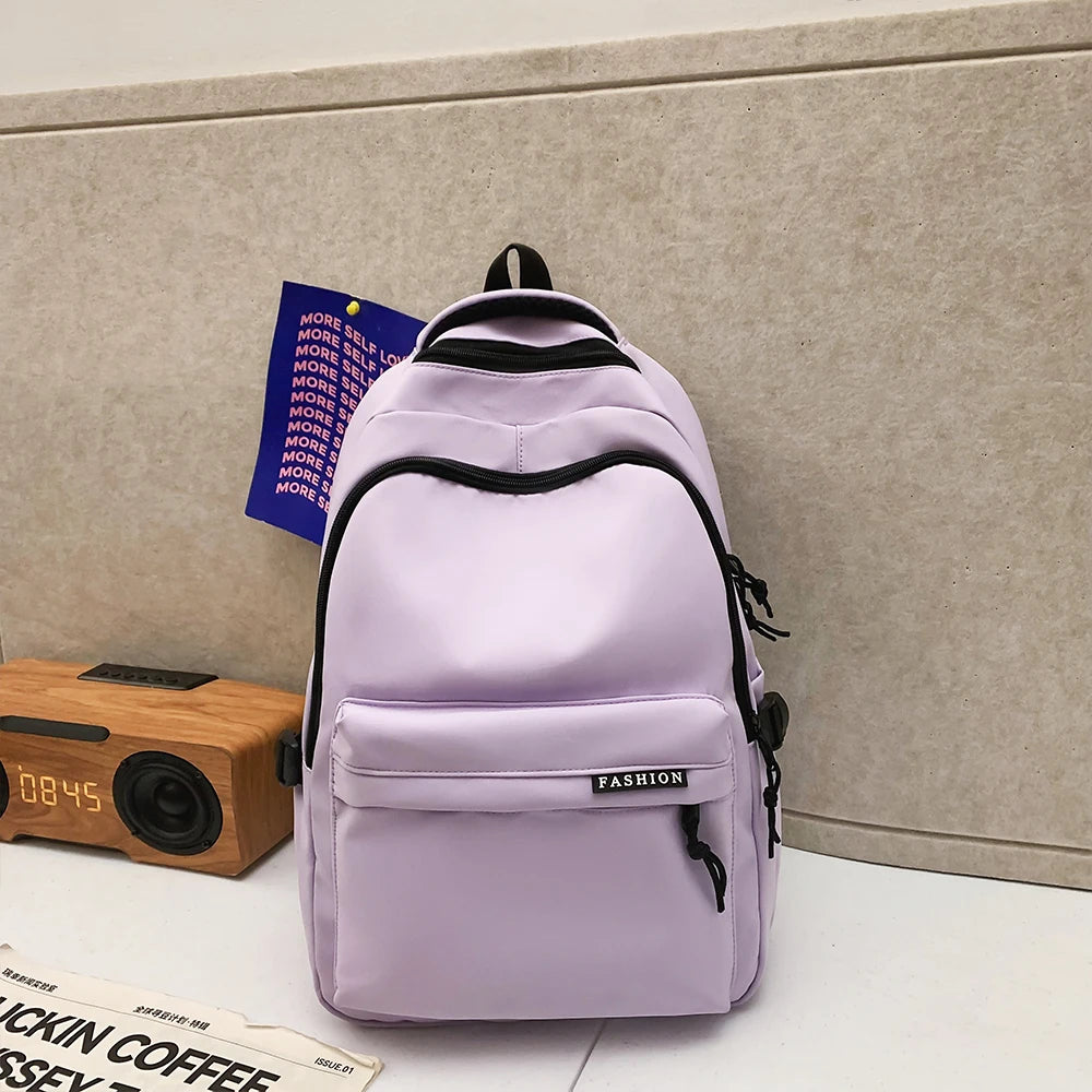 Large Capacity Solid Color Backpack for High School Students Durable Simple Black Travel Backpack for Middle School Teens