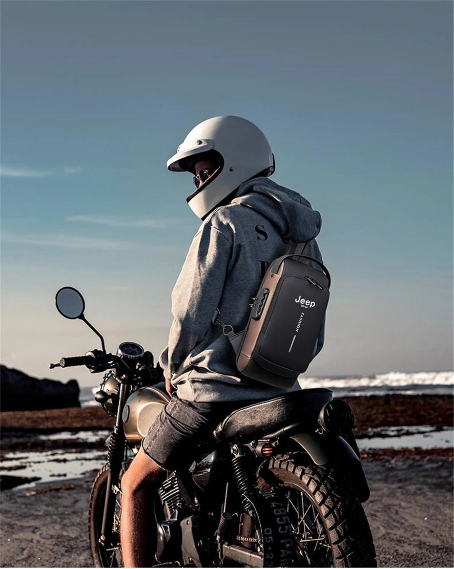 JEEP BULUO Brand High Quality Men Chest Sling Bags Motorcycle Crossbody Shoulder Bag Travel Pack Anti-theft Male Fashion Hot New