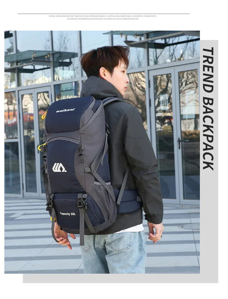 50L Travel Backpack Camping Men Large Hiking Bag Tourist Rucksack Waterproof Outdoor Sports Climbing Mountaineering Bag Luggage