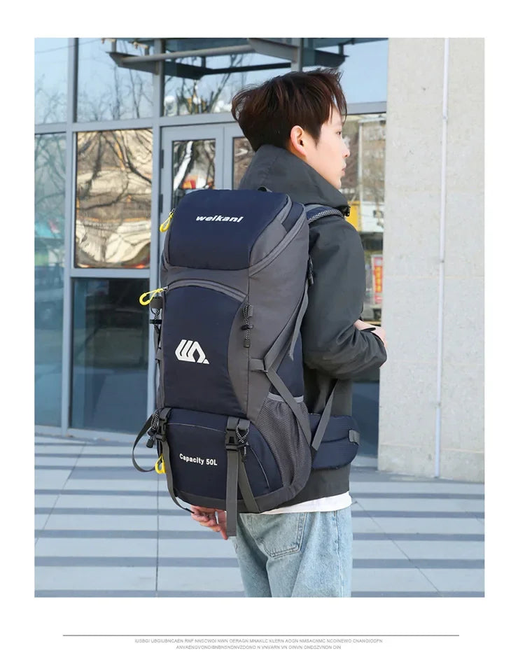 50L Travel Backpack Camping Men Large Hiking Bag Tourist Rucksack Waterproof Outdoor Sports Climbing Mountaineering Bag Luggage
