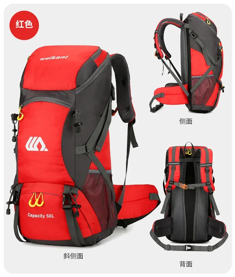 50L Travel Backpack Camping Men Large Hiking Bag Tourist Rucksack Waterproof Outdoor Sports Climbing Mountaineering Bag Luggage