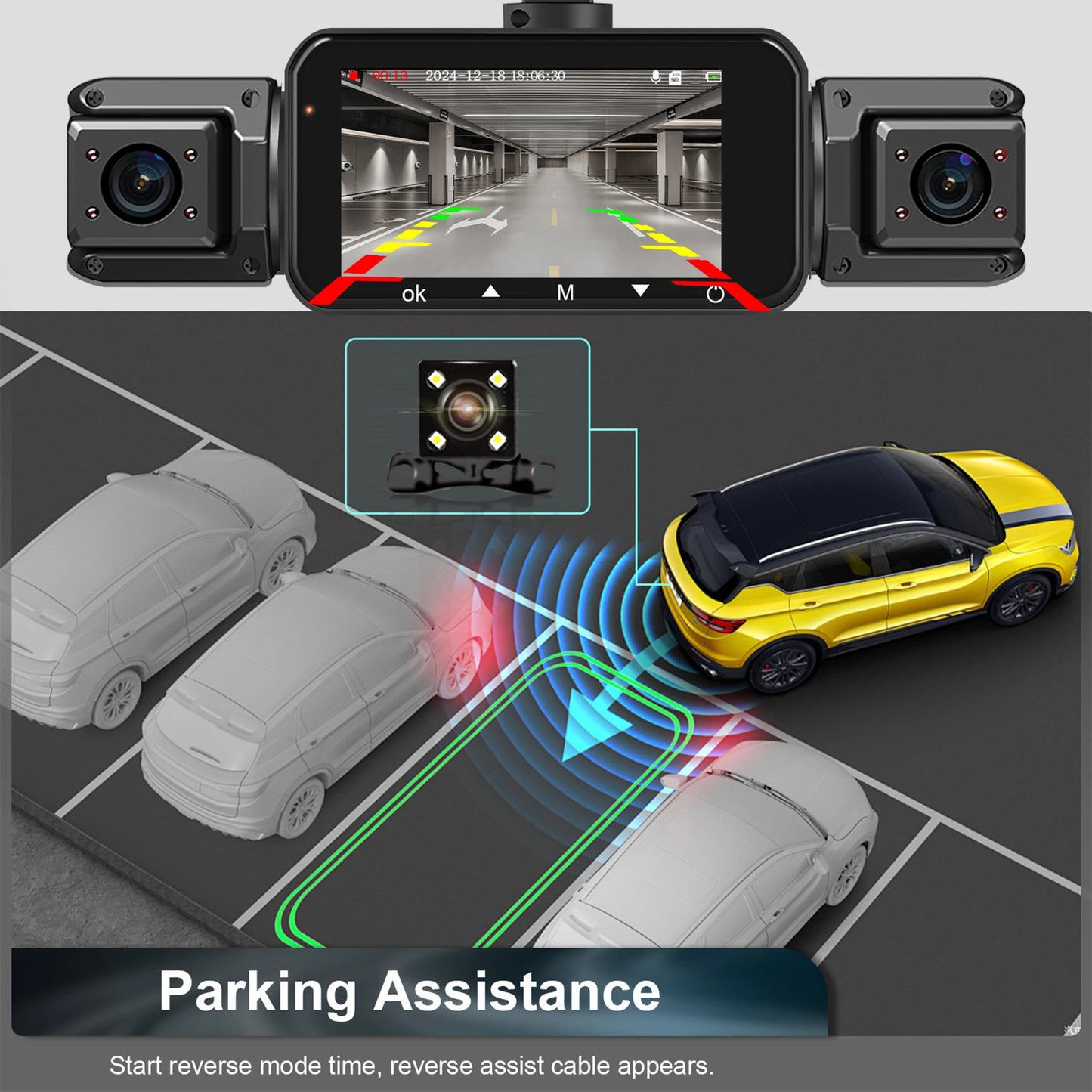 Dashcam 4 Channel Voice Recording Video Recorder Black Box 1080P Night Vision dash cam automobile Auto parts add Hardwire kit