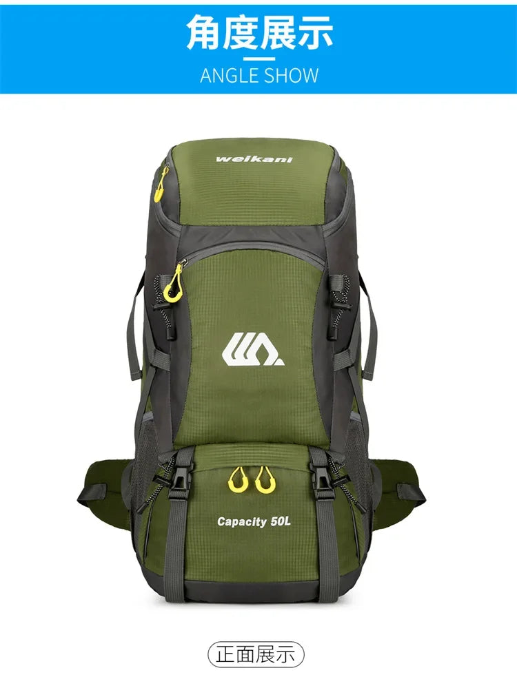 50L Travel Backpack Camping Men Large Hiking Bag Tourist Rucksack Waterproof Outdoor Sports Climbing Mountaineering Bag Luggage