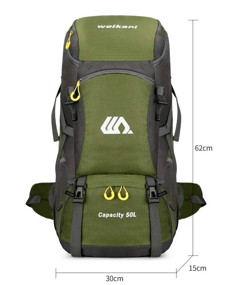 50L Travel Backpack Camping Men Large Hiking Bag Tourist Rucksack Waterproof Outdoor Sports Climbing Mountaineering Bag Luggage