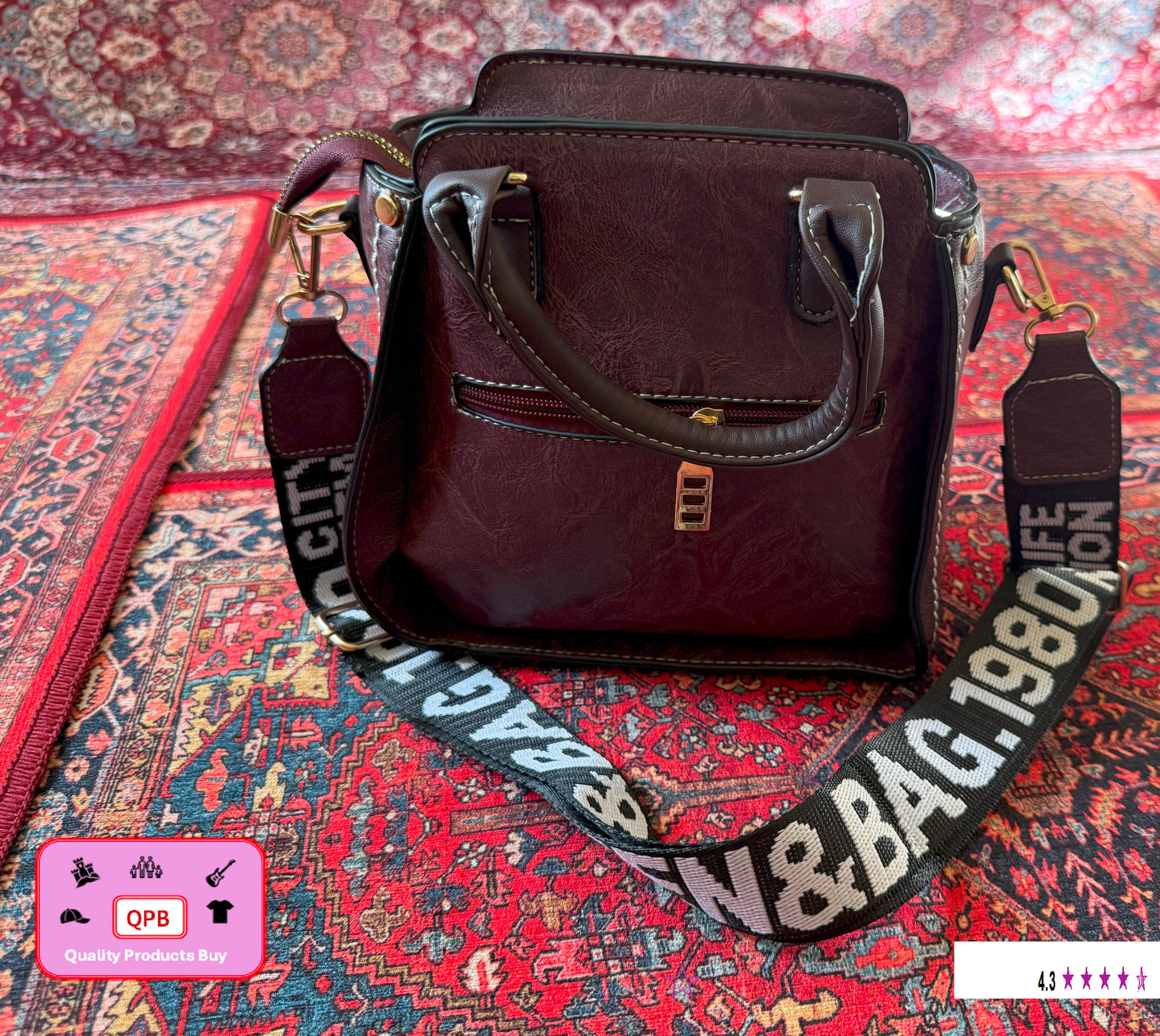 Women's Stylish Flap Tote Bag Vintage Shoulder Bag with Wide Adjustable Strap