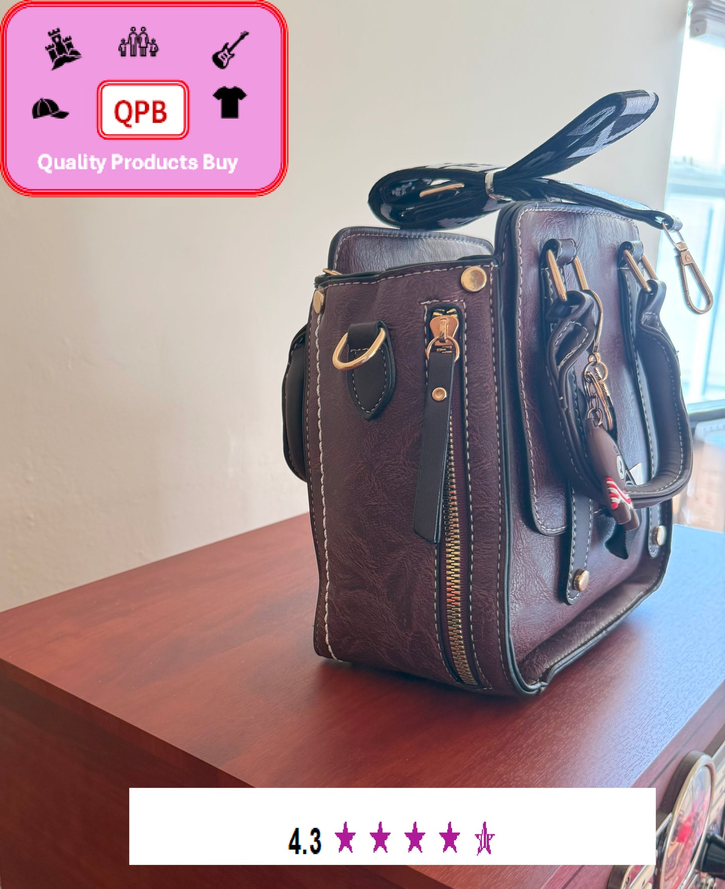 Women's Stylish Flap Tote Bag Vintage Shoulder Bag with Wide Adjustable Strap