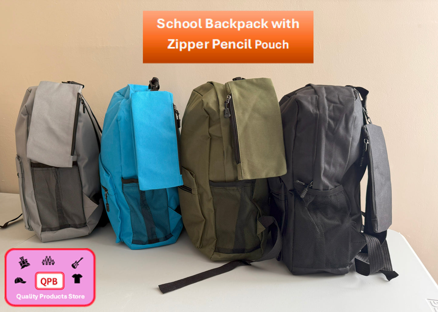 School Backpacks with Zipper Pencil Pouch