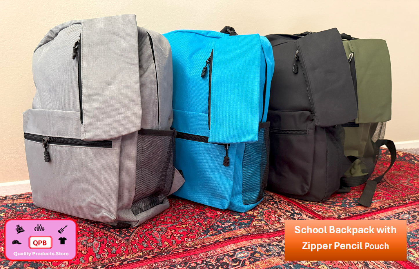 School Backpacks with Zipper Pencil Pouch
