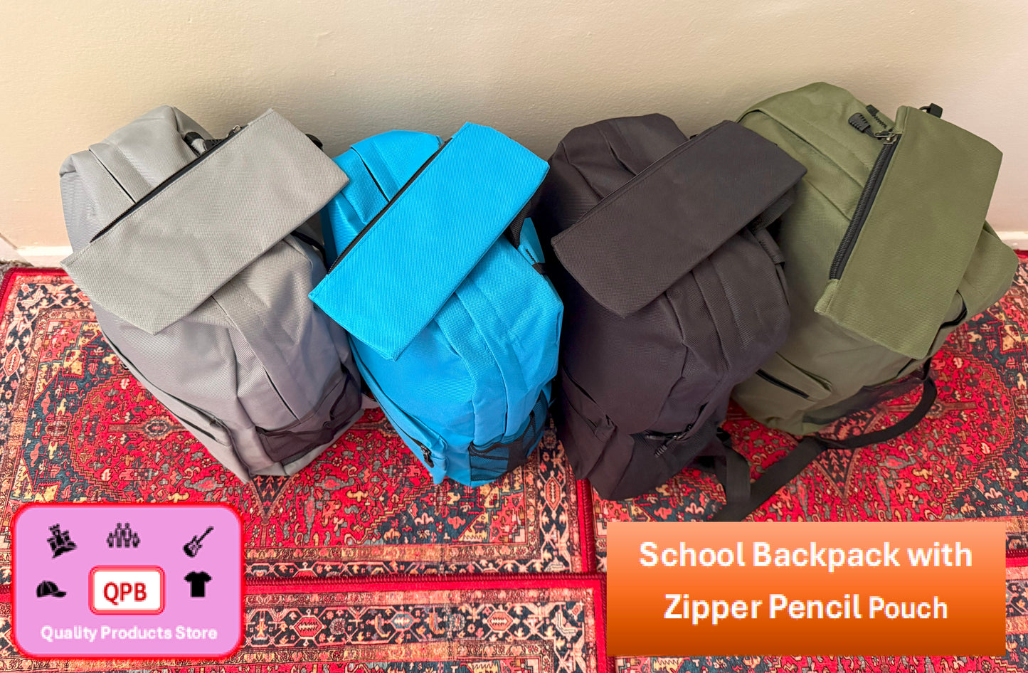 School Backpacks with Zipper Pencil Pouch