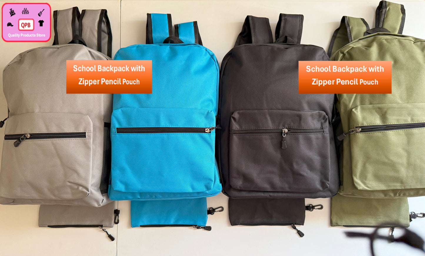 School Backpacks with Zipper Pencil Pouch
