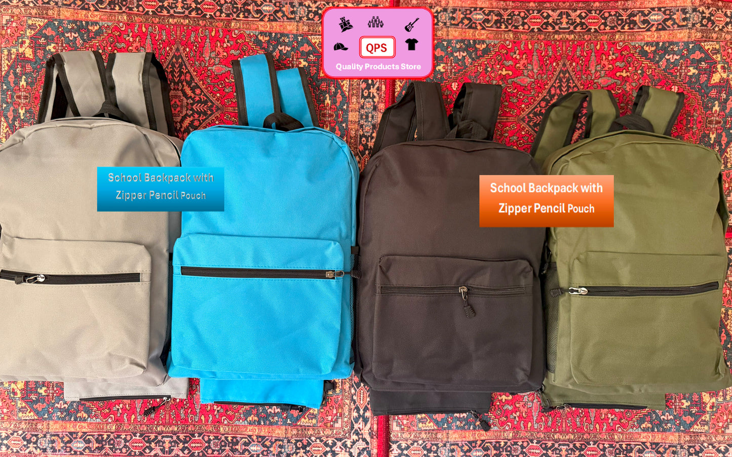 School Backpacks with Zipper Pencil Pouch