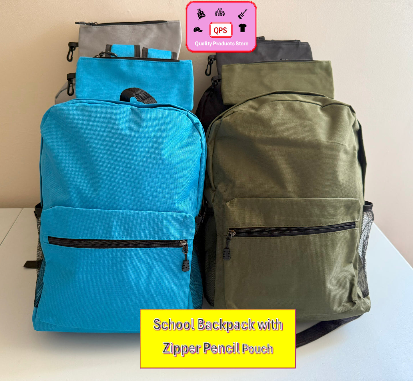 School Backpacks with Zipper Pencil Pouch