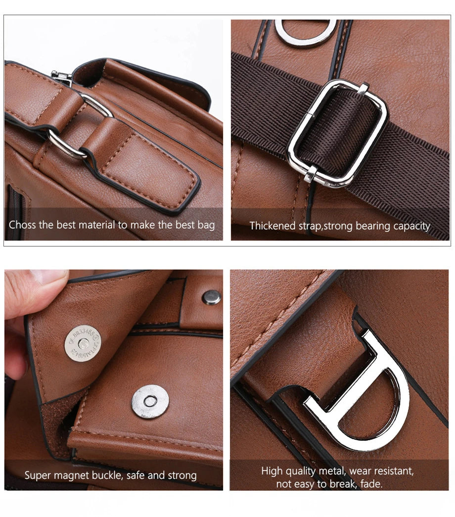 JEEPBULUO Brand New High Quality Leather Crossbody Bags For Men Shoulder Messenger Bag Business Casual Fashion Tote Bags