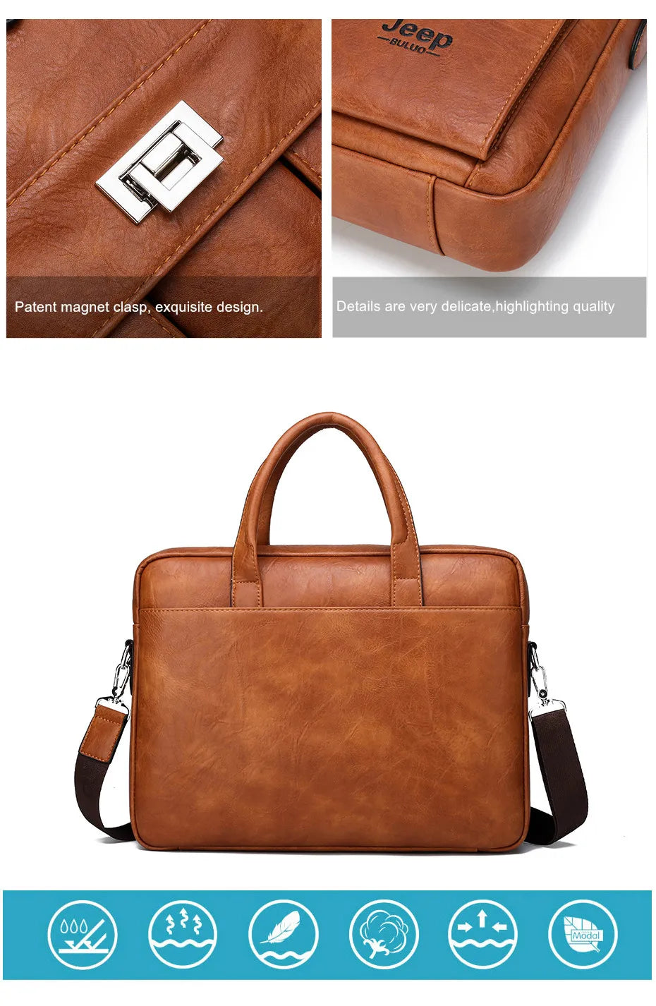 JEEP BULUO Business Travel Handbag office Business Male Bag For A4 Files Man Briefcase Big Size 15 inches Laptop Bags Tote bag