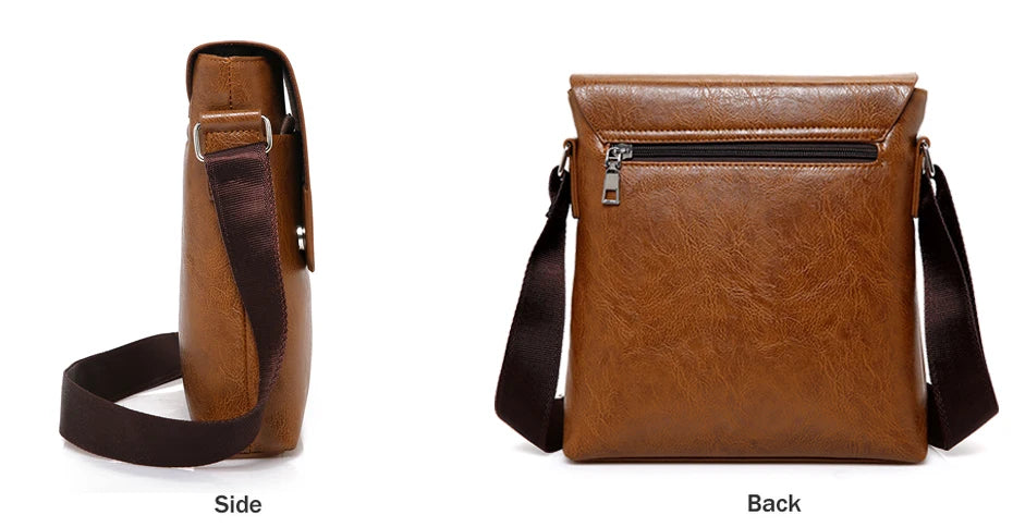 JEEP BULUO Men Bag Famous Brand 2 pcs Set Man Leather Messenger Shouder Bag Business Travelling Bags Male Tote Cross body Bags