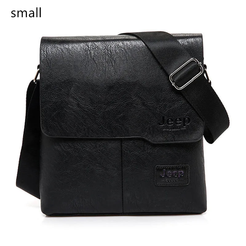 JEEP BULUO Men Bag Famous Brand 2 pcs Set Man Leather Messenger Shouder Bag Business Travelling Bags Male Tote Cross body Bags