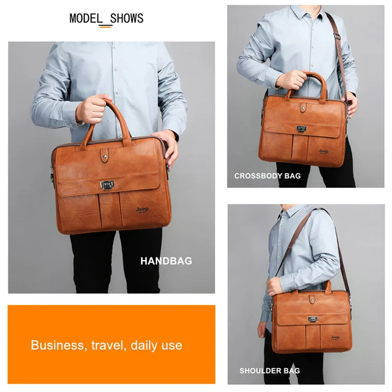 JEEP BULUO Business Travel Handbag office Business Male Bag For A4 Files Man Briefcase Big Size 15 inches Laptop Bags Tote bag