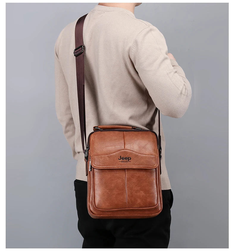 JEEPBULUO New Men Crossbody Bag Shoulder Bags Multi-function Men Handbags Large Capacity Split Leather Bag For Man Messenger Bag