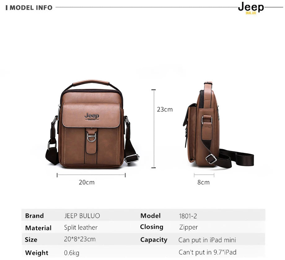 JEEPBULUO Brand New High Quality Leather Crossbody Bags For Men Shoulder Messenger Bag Business Casual Fashion Tote Bags